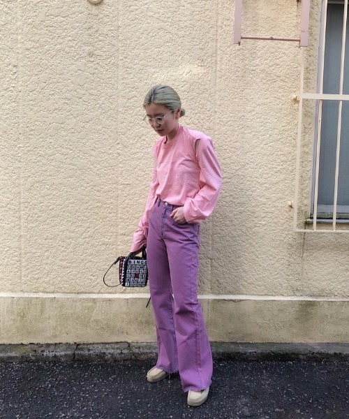 Lyta（リタ）の「フレアカラーデニムパンツ（デニムパンツ・レディース・グリーン/ライトパープル・M/L）」の10枚目の写真