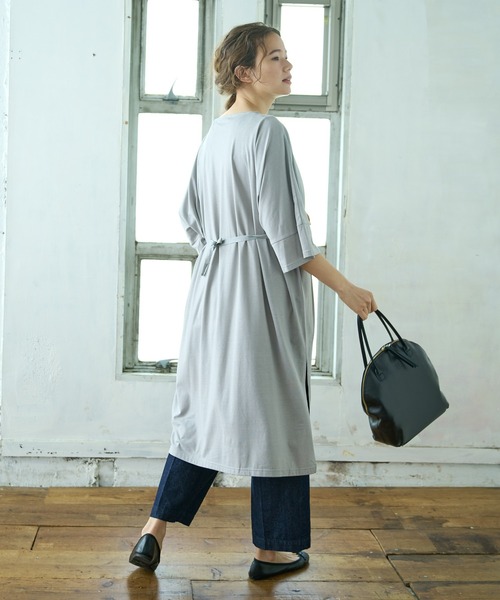 PUAL CE CIN（ピュアルセシン）の「【Du noir】シルケットワンピース（Tシャツ/カットソー・レディース・ホワイト/ブラック/グレー・FREE）」の3枚目の写真