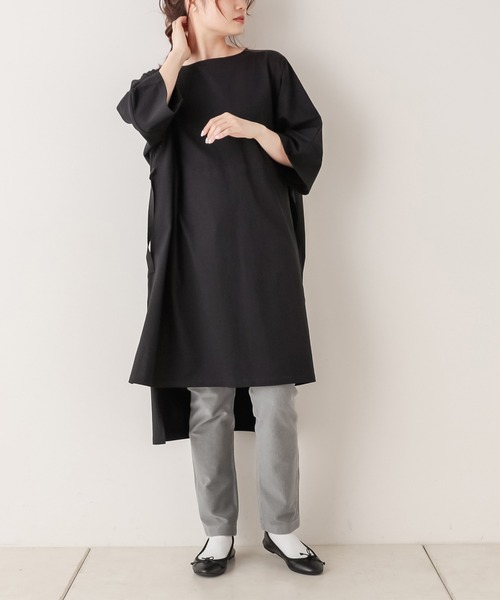 PUAL CE CIN（ピュアルセシン）の「【Du noir】シルケットワンピース（Tシャツ/カットソー・レディース・ホワイト/ブラック/グレー・FREE）」の2枚目の写真