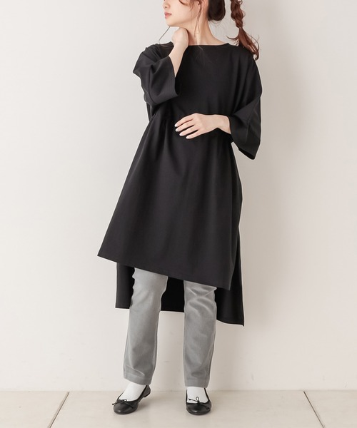 PUAL CE CIN（ピュアルセシン）の「【Du noir】シルケットワンピース（Tシャツ/カットソー・レディース・ホワイト/ブラック/グレー・FREE）」の7枚目の写真