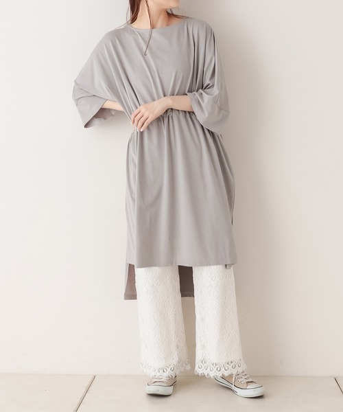 PUAL CE CIN（ピュアルセシン）の「【Du noir】シルケットワンピース（Tシャツ/カットソー・レディース・ホワイト/ブラック/グレー・FREE）」の11枚目の写真