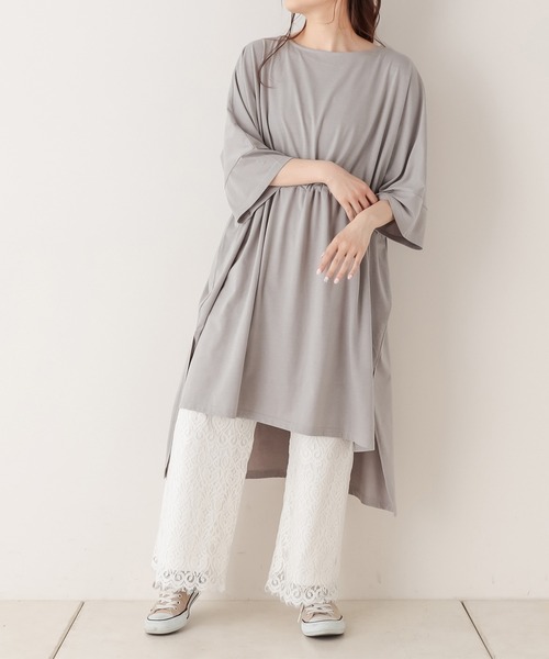 PUAL CE CIN（ピュアルセシン）の「【Du noir】シルケットワンピース（Tシャツ/カットソー・レディース・ホワイト/ブラック/グレー・FREE）」の17枚目の写真