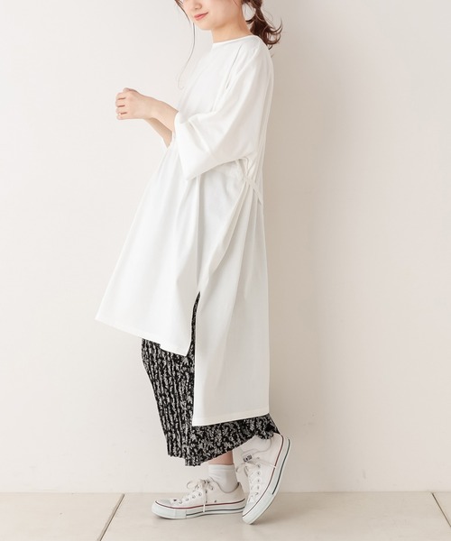 PUAL CE CIN（ピュアルセシン）の「【Du noir】シルケットワンピース（Tシャツ/カットソー・レディース・ホワイト/ブラック/グレー・FREE）」の4枚目の写真