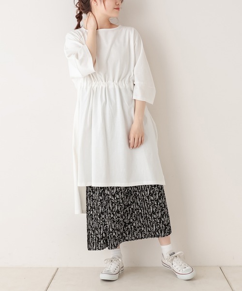 PUAL CE CIN（ピュアルセシン）の「【Du noir】シルケットワンピース（Tシャツ/カットソー・レディース・ホワイト/ブラック/グレー・FREE）」の9枚目の写真