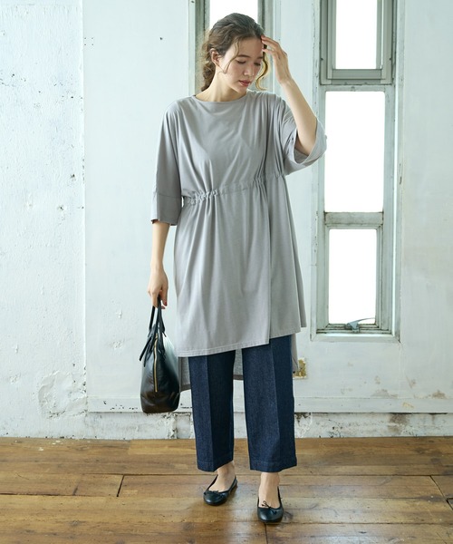 PUAL CE CIN（ピュアルセシン）の「【Du noir】シルケットワンピース（Tシャツ/カットソー・レディース・ホワイト/ブラック/グレー・FREE）」の10枚目の写真