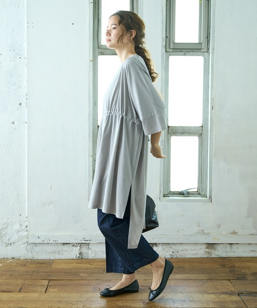 PUAL CE CIN（ピュアルセシン）の「【Du noir】シルケットワンピース（Tシャツ/カットソー・レディース・ホワイト/ブラック/グレー・FREE）」の5枚目の写真