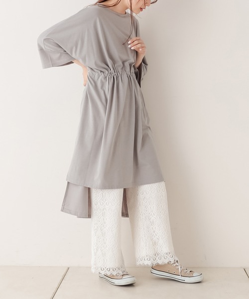 PUAL CE CIN（ピュアルセシン）の「【Du noir】シルケットワンピース（Tシャツ/カットソー・レディース・ホワイト/ブラック/グレー・FREE）」の6枚目の写真