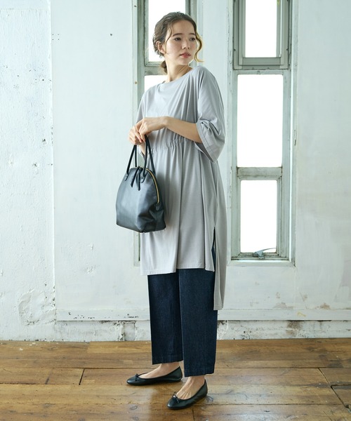 PUAL CE CIN（ピュアルセシン）の「【Du noir】シルケットワンピース（Tシャツ/カットソー・レディース・ホワイト/ブラック/グレー・FREE）」の16枚目の写真