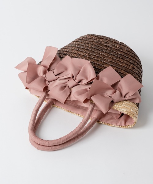 Rewde(ルゥデ)の「リボン付カゴバッグ(1R18-KB4001)(かごバッグ・レディース・ブラック/グレー/ピンク・FREE)」の4枚目の写真