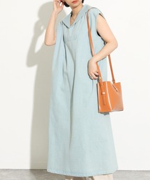 セーラーカラーデニムロングワンピース