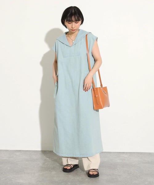 Factor=(ファクターイコール)の「セーラーカラーデニムロングワンピース(ワンピース・レディース・ライトブルー/ブラック/ブルー・FREE)」の16枚目の写真