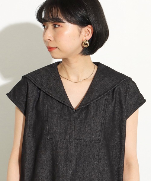 Factor=(ファクターイコール)の「セーラーカラーデニムロングワンピース(ワンピース・レディース・ライトブルー/ブラック/ブルー・FREE)」の15枚目の写真