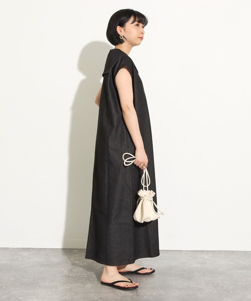 Factor=(ファクターイコール)の「セーラーカラーデニムロングワンピース(ワンピース・レディース・ライトブルー/ブラック/ブルー・FREE)」の13枚目の写真