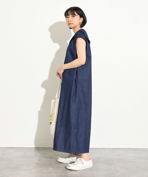 Factor=(ファクターイコール)の「セーラーカラーデニムロングワンピース(ワンピース・レディース・ライトブルー/ブラック/ブルー・FREE)」の5枚目の写真