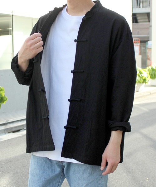 yield(イールド)の「【yield select apparel】KUNG-FU SHIRT カンフーシャツ チャイナシャツ ビック シルエット 無地 シャツ(シャツ/ブラウス・メンズ・ホワイト/ブラック/グレー/オリーブ・X-LARGE/MEDIUM/LARGE)」の9枚目の写真