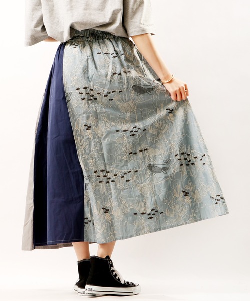 FUNALIVE（ファンアライブ）の「【Emago.】刺繍切替ラップスカート（スカート・レディース・アイボリー/ブルー・FREE）」の9枚目の写真