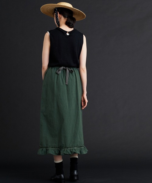 Malle（マル）の「malle ポプリンワッシャー　裾フリルスカート（スカート・レディース・グリーン/キナリ/ブラック・FREE）」の9枚目の写真