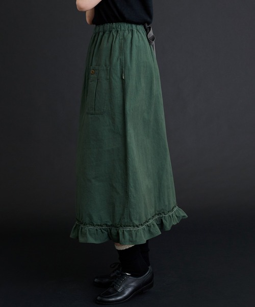 Malle（マル）の「malle ポプリンワッシャー　裾フリルスカート（スカート・レディース・グリーン/キナリ/ブラック・FREE）」の7枚目の写真