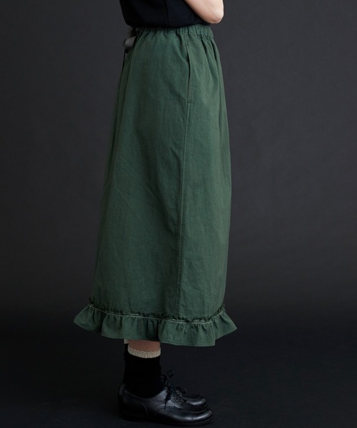 Malle（マル）の「malle ポプリンワッシャー　裾フリルスカート（スカート・レディース・グリーン/キナリ/ブラック・FREE）」の11枚目の写真