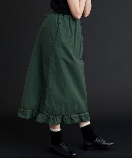 Malle（マル）の「malle ポプリンワッシャー　裾フリルスカート（スカート・レディース・グリーン/キナリ/ブラック・FREE）」の13枚目の写真