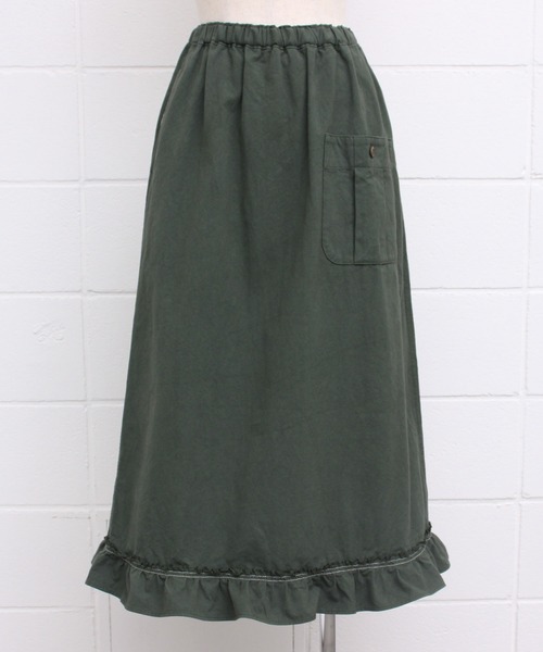 Malle（マル）の「malle ポプリンワッシャー　裾フリルスカート（スカート・レディース・グリーン/キナリ/ブラック・FREE）」の15枚目の写真