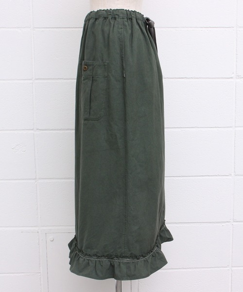 Malle（マル）の「malle ポプリンワッシャー　裾フリルスカート（スカート・レディース・グリーン/キナリ/ブラック・FREE）」の16枚目の写真