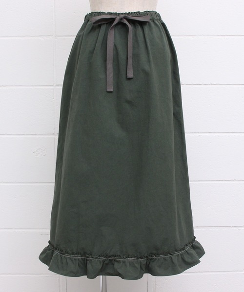 Malle（マル）の「malle ポプリンワッシャー　裾フリルスカート（スカート・レディース・グリーン/キナリ/ブラック・FREE）」の17枚目の写真
