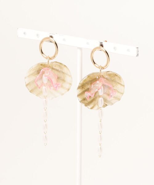 Ein(アイン)の「【Ein】ゆらゆらリーフピアス(ピアス(両耳用)・レディース・ホワイト/パープル/ピンク/グリーン/クリア・FREE)」の1枚目の写真