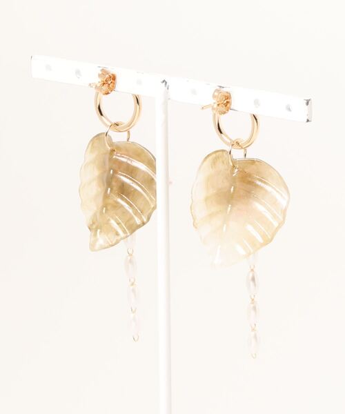 Ein(アイン)の「【Ein】ゆらゆらリーフピアス(ピアス(両耳用)・レディース・ホワイト/パープル/ピンク/グリーン/クリア・FREE)」の6枚目の写真