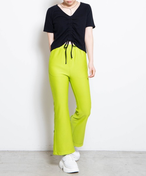 WEGO(ウィゴー)の「WEGO/バックレースアップフレアパンツ(スラックス・レディース・グリーン/ブラック・FREE)」の11枚目の写真