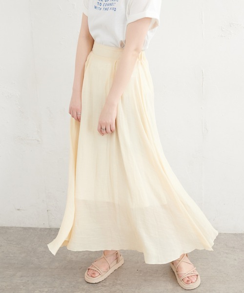 natural couture(ナチュラルクチュール)の「リネンライク涼しげスカート(スカート・レディース・ブラック/パープル/カーキ/オレンジ/ライトベージュ・FREE)」の1枚目の写真