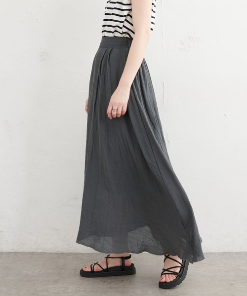 natural couture(ナチュラルクチュール)の「リネンライク涼しげスカート(スカート・レディース・ブラック/パープル/カーキ/オレンジ/ライトベージュ・FREE)」の3枚目の写真