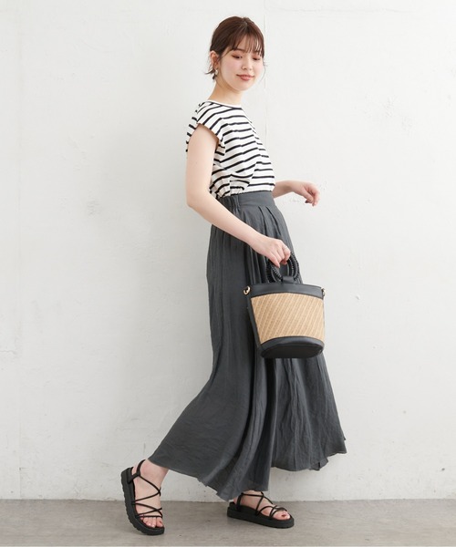 natural couture(ナチュラルクチュール)の「リネンライク涼しげスカート(スカート・レディース・ブラック/パープル/カーキ/オレンジ/ライトベージュ・FREE)」の10枚目の写真
