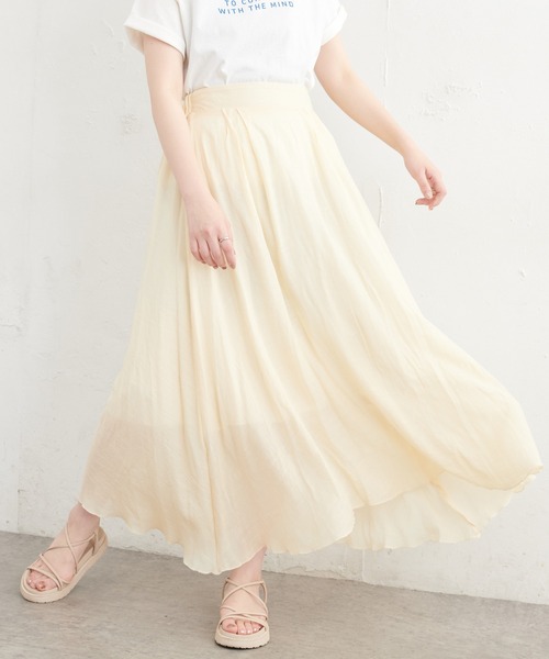 natural couture(ナチュラルクチュール)の「リネンライク涼しげスカート(スカート・レディース・ブラック/パープル/カーキ/オレンジ/ライトベージュ・FREE)」の14枚目の写真