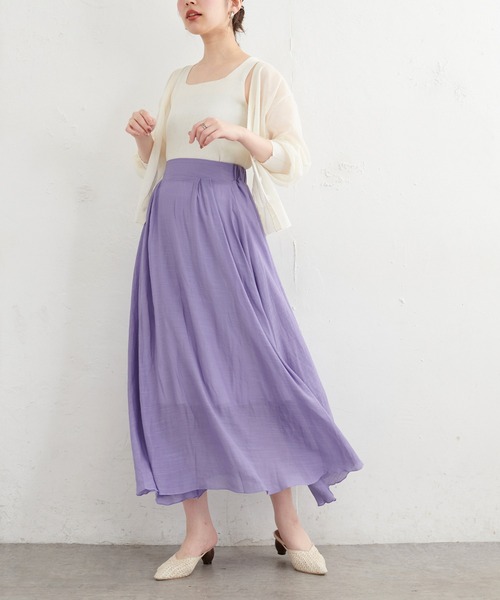 natural couture(ナチュラルクチュール)の「リネンライク涼しげスカート(スカート・レディース・ブラック/パープル/カーキ/オレンジ/ライトベージュ・FREE)」の16枚目の写真