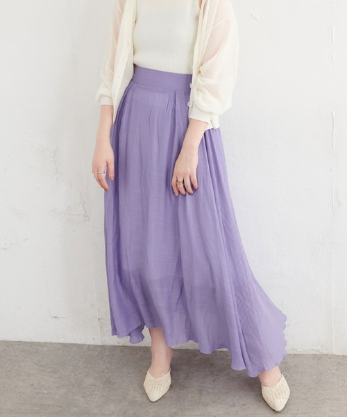 natural couture(ナチュラルクチュール)の「リネンライク涼しげスカート(スカート・レディース・ブラック/パープル/カーキ/オレンジ/ライトベージュ・FREE)」の8枚目の写真