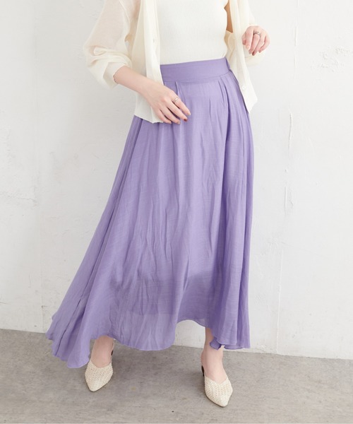 natural couture(ナチュラルクチュール)の「リネンライク涼しげスカート(スカート・レディース・ブラック/パープル/カーキ/オレンジ/ライトベージュ・FREE)」の12枚目の写真