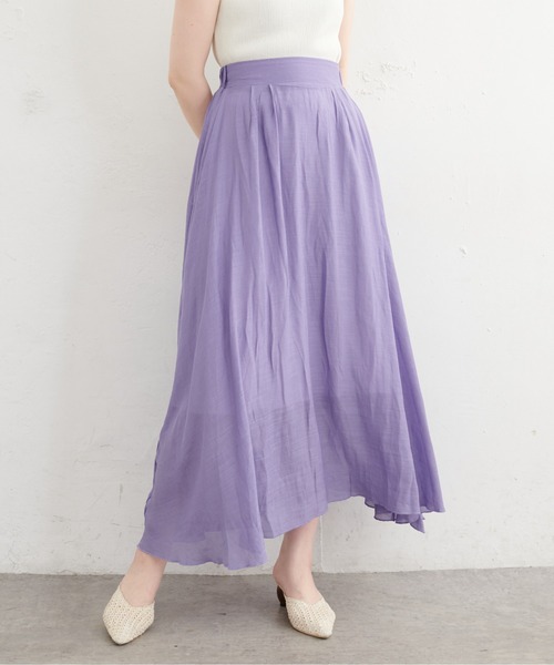 natural couture(ナチュラルクチュール)の「リネンライク涼しげスカート(スカート・レディース・ブラック/パープル/カーキ/オレンジ/ライトベージュ・FREE)」の9枚目の写真