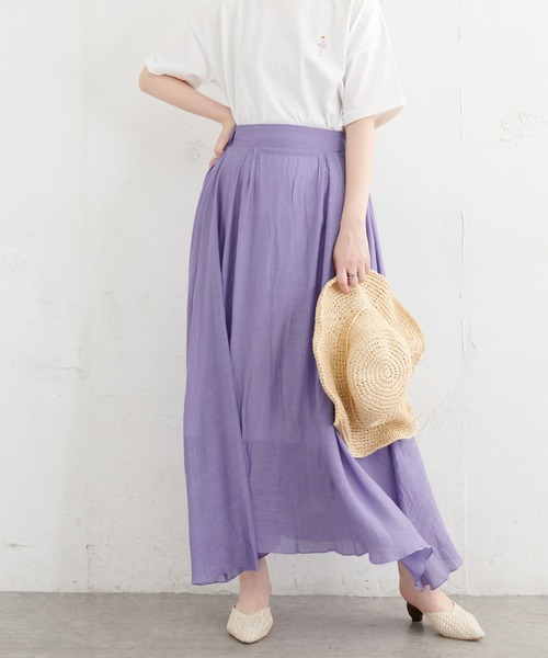 natural couture(ナチュラルクチュール)の「リネンライク涼しげスカート(スカート・レディース・ブラック/パープル/カーキ/オレンジ/ライトベージュ・FREE)」の19枚目の写真