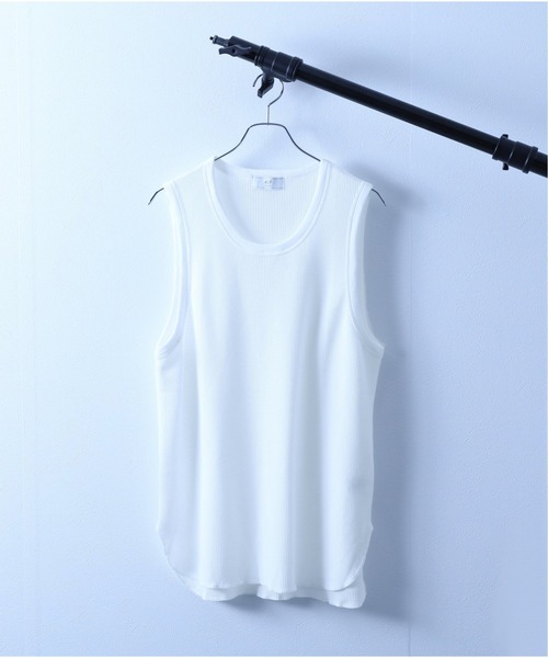 417 EDIFICE（フォーワンセブンエディフィス）の「T/C ワッフル ラウンド タンクトップ（タンクトップ・メンズ・ベージュ/ブラック/ホワイト/チャコールグレー・MEDIUM/X-LARGE/LARGE/SMALL）」の2枚目の写真