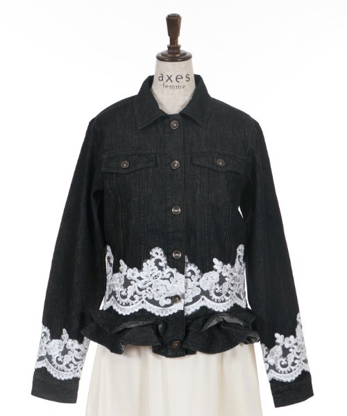 axes femme(アクシーズファム)の「スカラレースGジャン(デニムジャケット・レディース・ワンウォッシュ/ブラック・MEDIUM)」の5枚目の写真