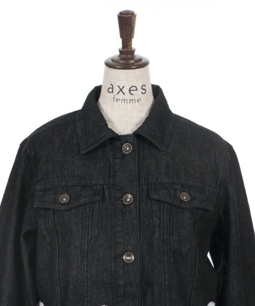 axes femme(アクシーズファム)の「スカラレースGジャン(デニムジャケット・レディース・ワンウォッシュ/ブラック・MEDIUM)」の19枚目の写真