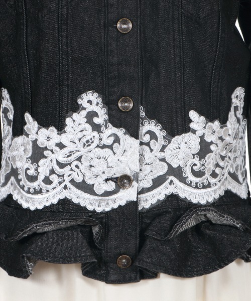 axes femme(アクシーズファム)の「スカラレースGジャン(デニムジャケット・レディース・ワンウォッシュ/ブラック・MEDIUM)」の3枚目の写真