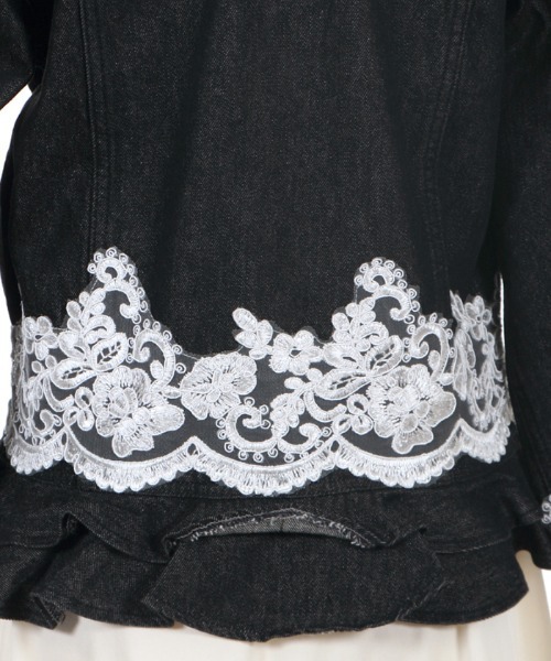 axes femme(アクシーズファム)の「スカラレースGジャン(デニムジャケット・レディース・ワンウォッシュ/ブラック・MEDIUM)」の6枚目の写真