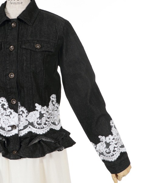 axes femme(アクシーズファム)の「スカラレースGジャン(デニムジャケット・レディース・ワンウォッシュ/ブラック・MEDIUM)」の14枚目の写真