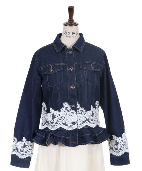 axes femme(アクシーズファム)の「スカラレースGジャン(デニムジャケット・レディース・ワンウォッシュ/ブラック・MEDIUM)」の20枚目の写真