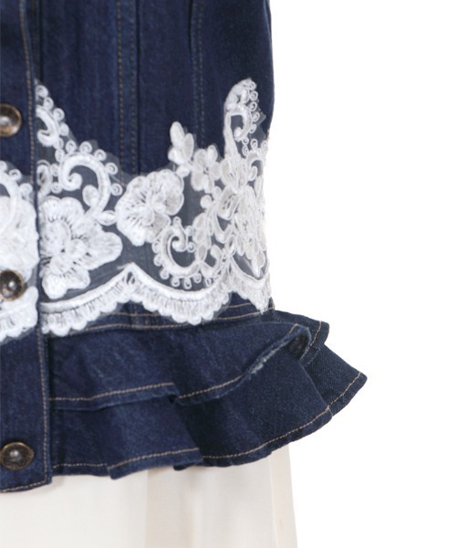 axes femme(アクシーズファム)の「スカラレースGジャン(デニムジャケット・レディース・ワンウォッシュ/ブラック・MEDIUM)」の4枚目の写真