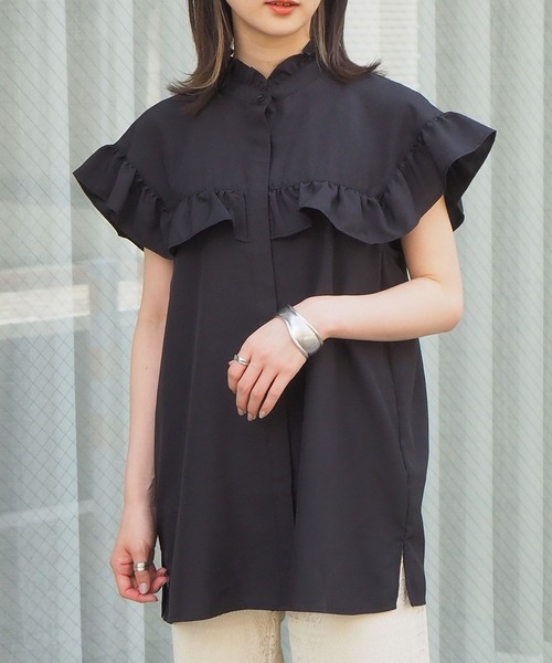 tiptop（ティップトップ）の「フリルフレンチスリーブブラウス（シャツ/ブラウス・レディース・ブラック/オフホワイト/イエロー/A/B/C/D・FREE）」の15枚目の写真