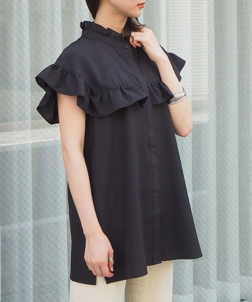 tiptop（ティップトップ）の「フリルフレンチスリーブブラウス（シャツ/ブラウス・レディース・ブラック/オフホワイト/イエロー/A/B/C/D・FREE）」の17枚目の写真