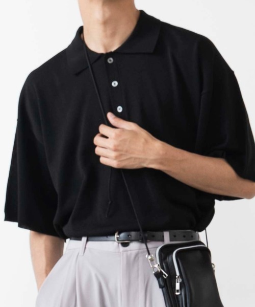 WEGO（ウィゴー）の「WEGO/リネンライクニット半袖ポロ（ニット/セーター・メンズ・ダークオレンジ/ブラック・LARGE/MEDIUM）」の2枚目の写真